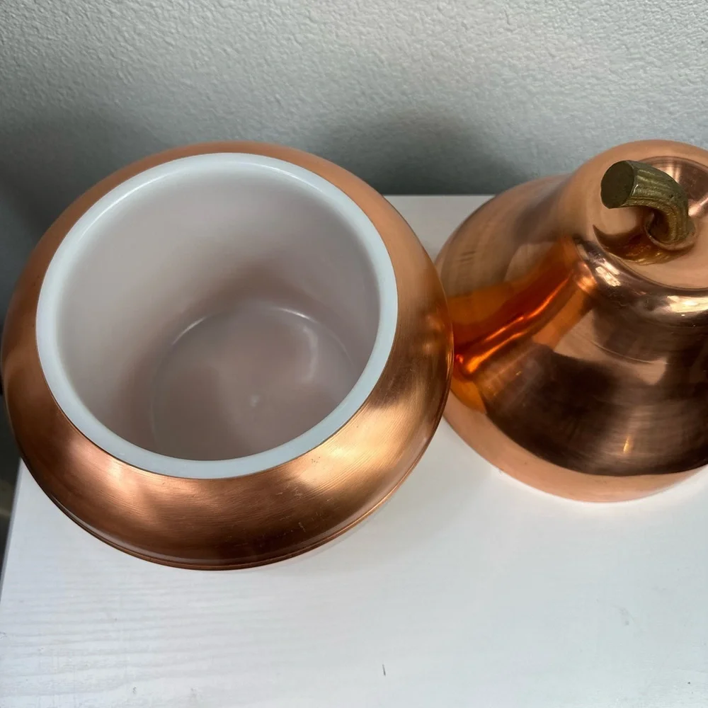 Vintage Copper Pear Ice Bucket Barware Decor with Brass Stem